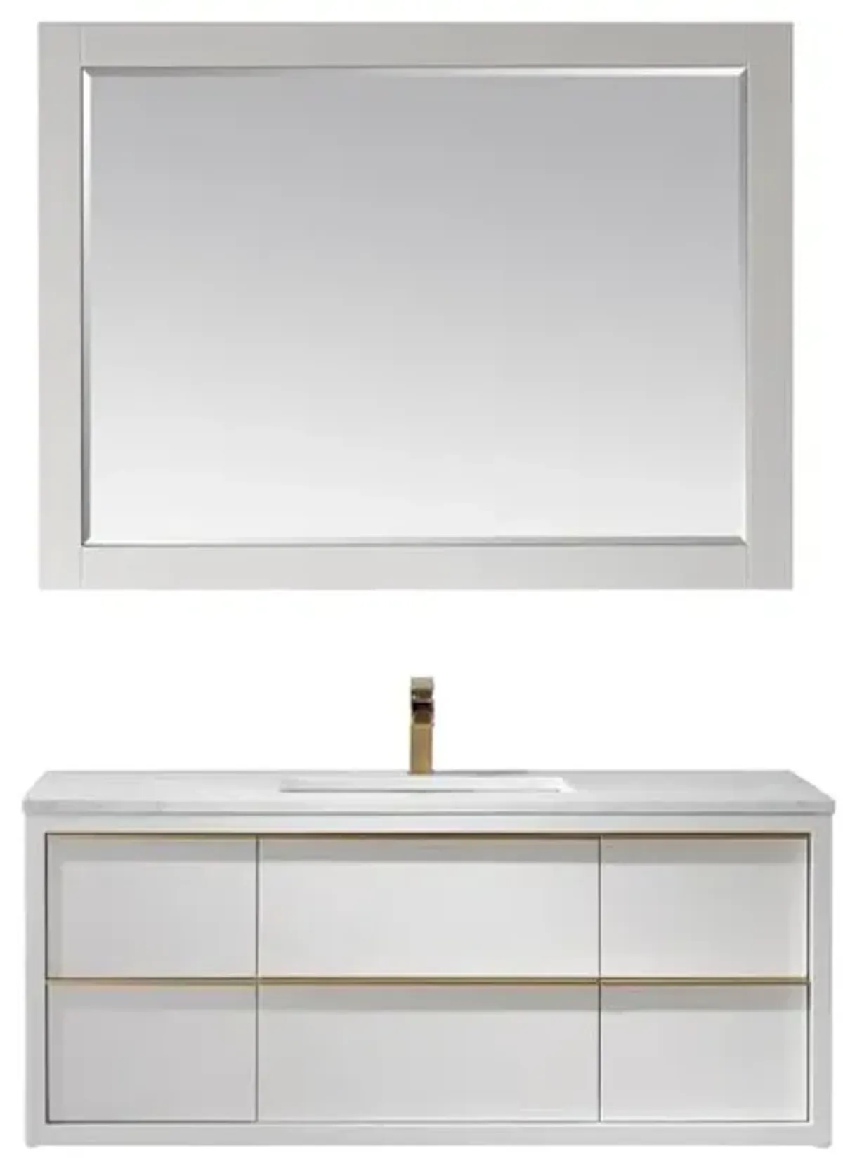 Altair 48 Single Bathroom Vanity Set in White with Mirror