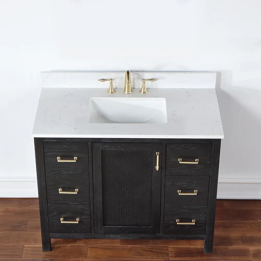 Altair 42 Single Bathroom Vanity Set in Black Oak without Mirror