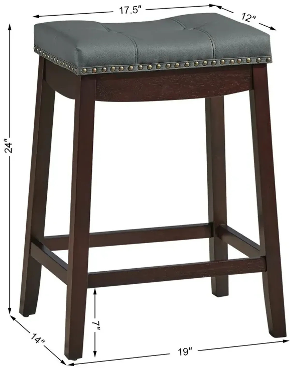 Set of 2 24-Inch Height Backless Counter Stool with Footrest