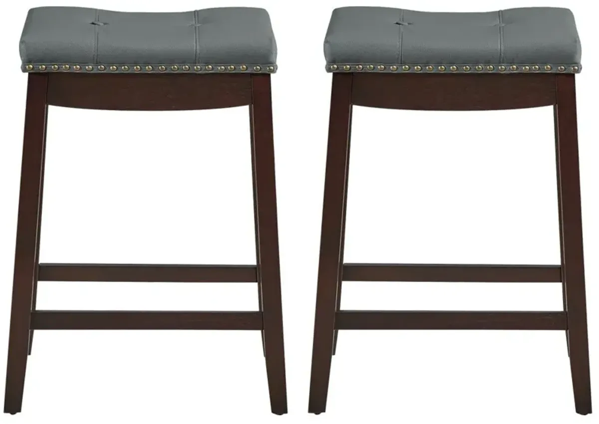 Set of 2 24-Inch Height Backless Counter Stool with Footrest