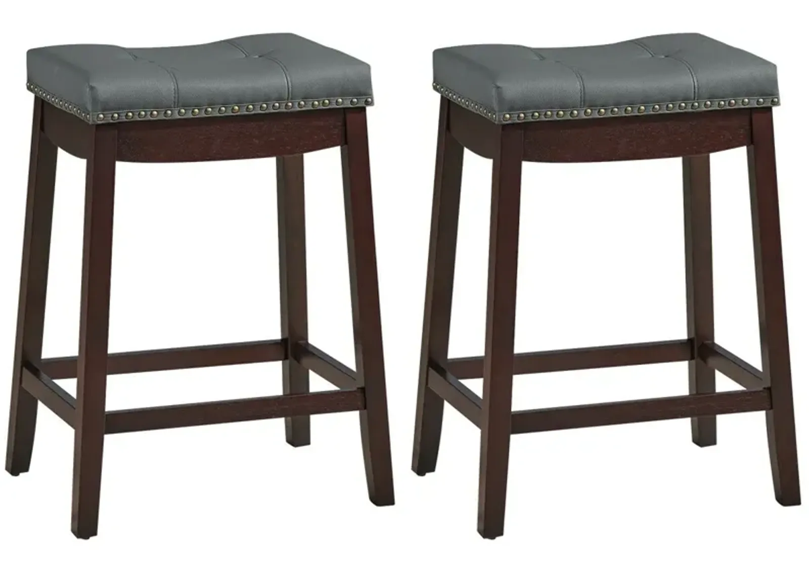 Set of 2 24-Inch Height Backless Counter Stool with Footrest