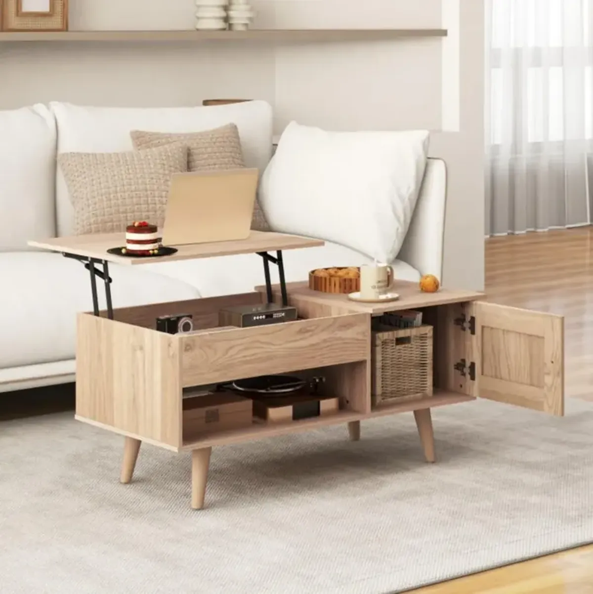 Hivvago Lift Top Coffee Table with Storage and Hidden Compartment