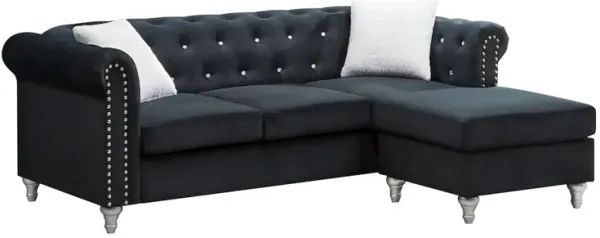 Glory Furniture Raisa Sofa Chaise in Black Color