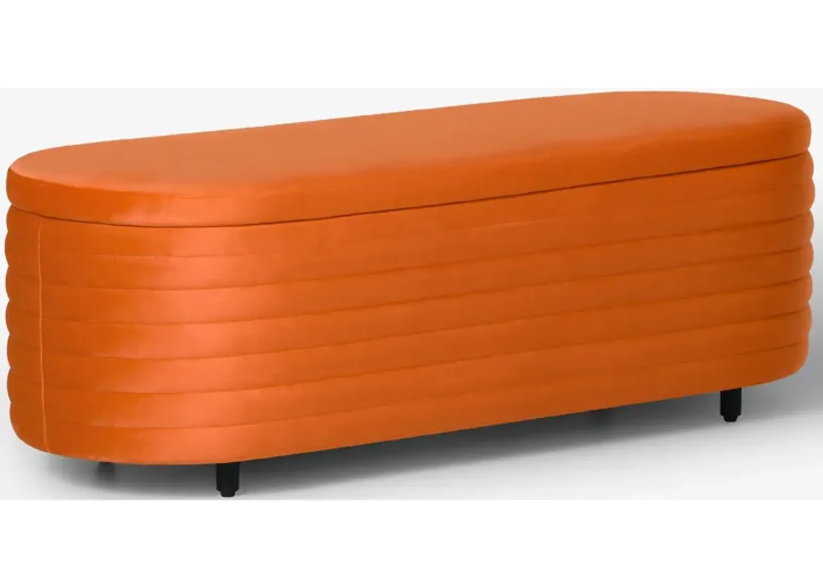 WestinTrends 54" Wide Mid-Century Modern Upholstered Velvet Tufted Oval Storage Ottoman Bench