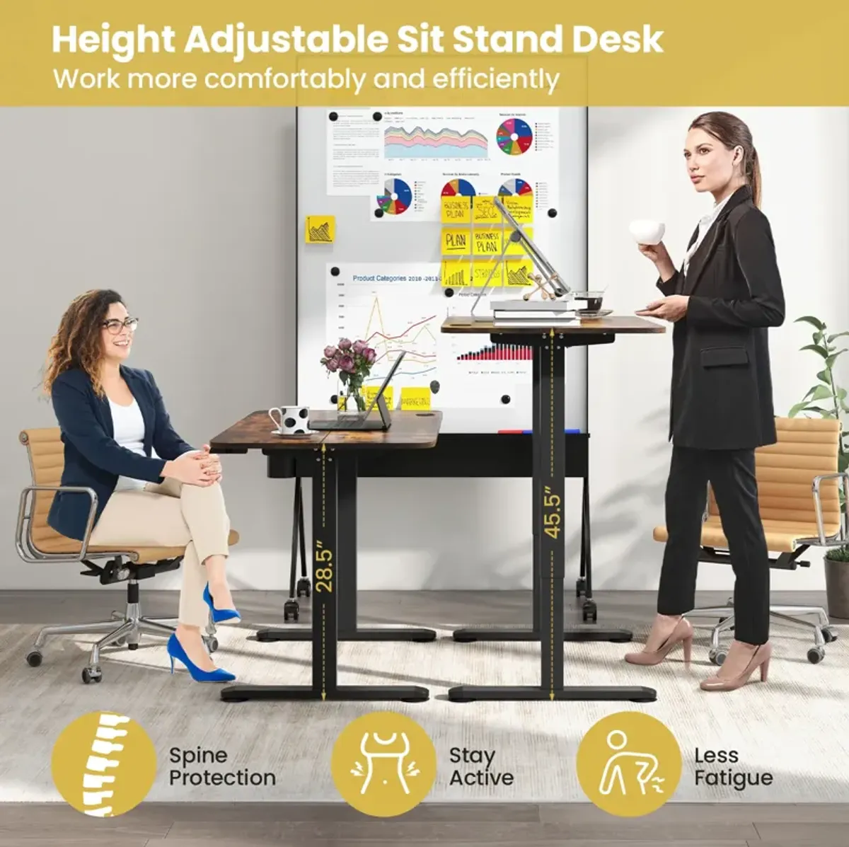 Costway Electric Standing Desk Height Adjustable Sit to Stand Computer Workstation Home Office Natural