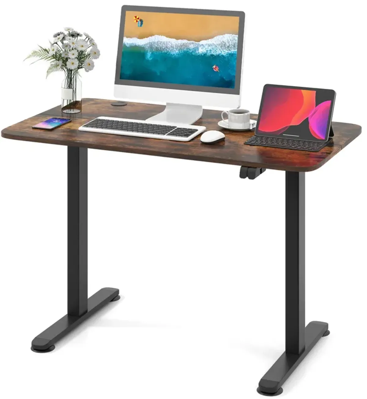 Costway Electric Standing Desk Height Adjustable Sit to Stand Computer Workstation Home Office Natural