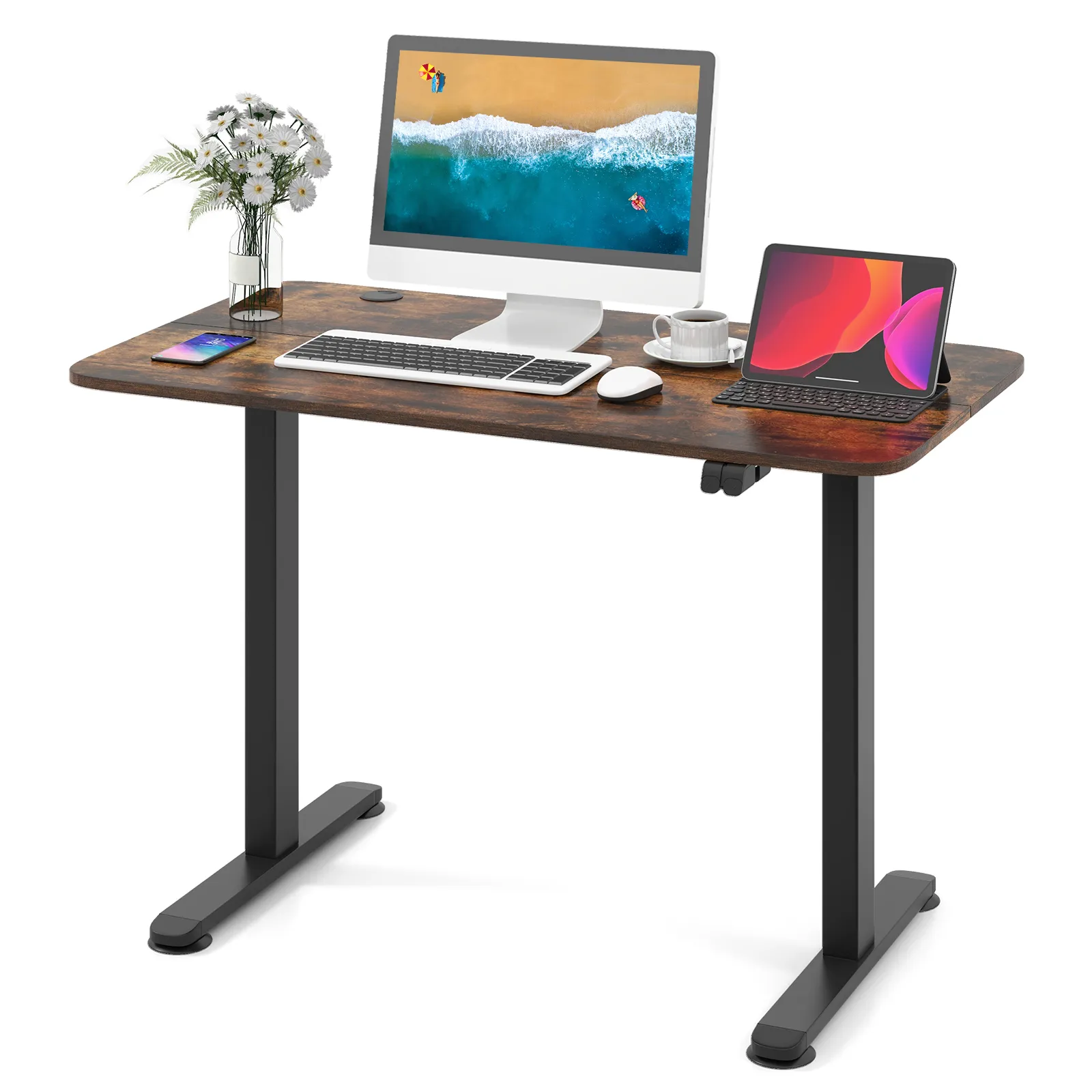 Costway Electric Standing Desk Height Adjustable Sit to Stand Computer Workstation Home Office Natural