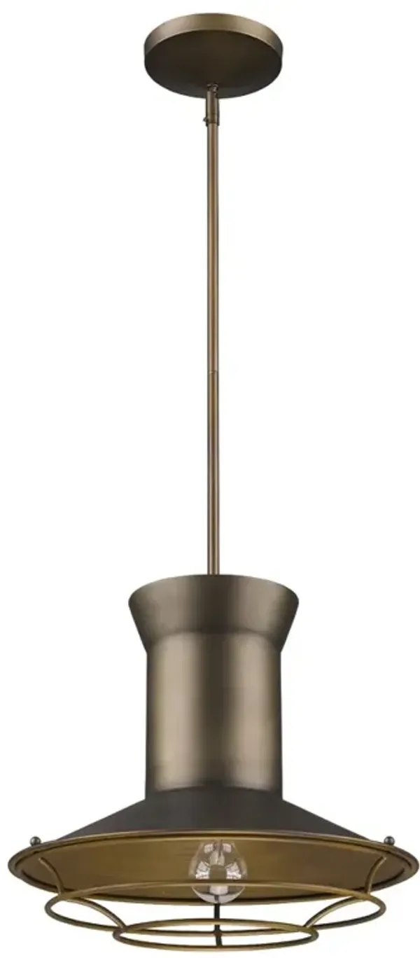 Hivvago Newport 1-Light Tin Coated Pendant With Raw Brass Interior Shade And Louver