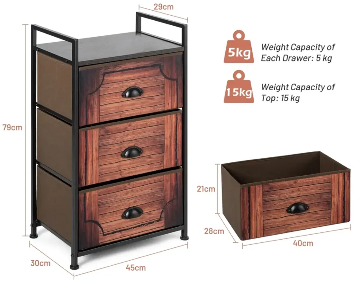 Industrial 3-Layers Fabric Dresser with Fabric Drawers and Steel Frame