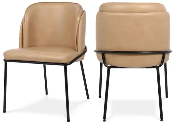 Meridian Furniture Jagger Tan Vegan Leather Dining Chair, Set of 2