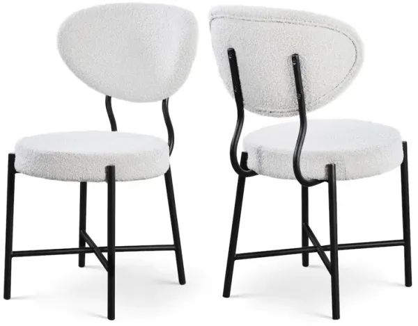 Meridian Furniture Allure Cream Boucle Fabric Dining Chair, Set of 2