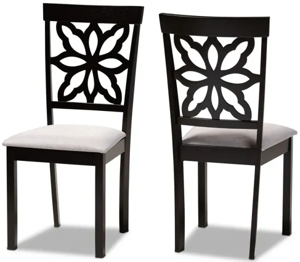 Baxton Studio Samwell Modern Grey Fabric Upholstered Wood 2 Piece Dining Chair Set