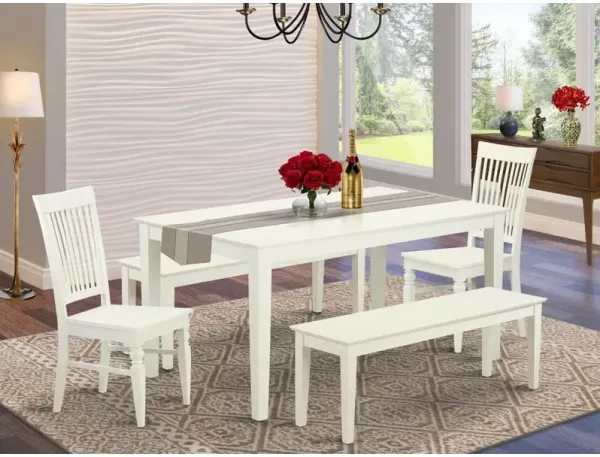 East West Furniture Dining Room Set Linen White, CANO5C-LWH-W