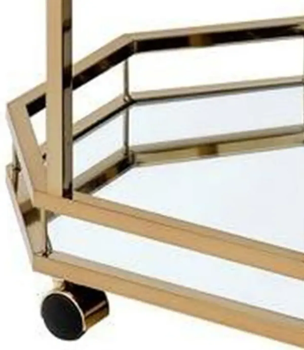 Metal Serving Cart, Mirror & gold-Benzara