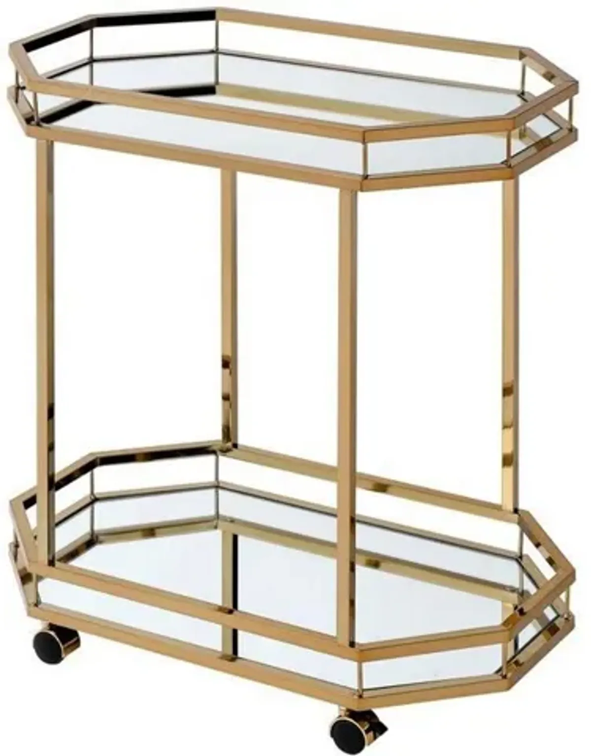 Metal Serving Cart, Mirror & gold-Benzara