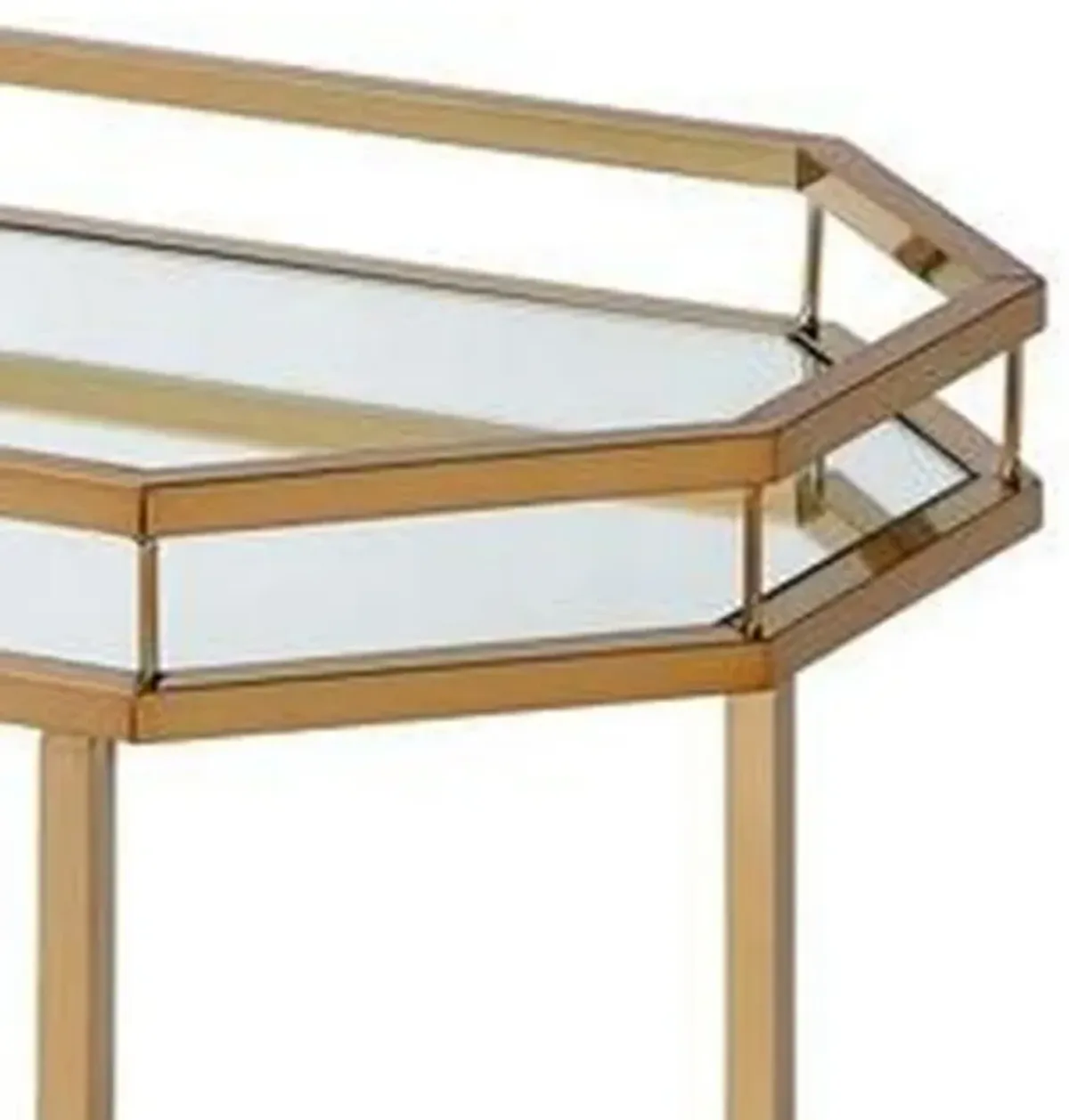 Metal Serving Cart, Mirror & gold-Benzara