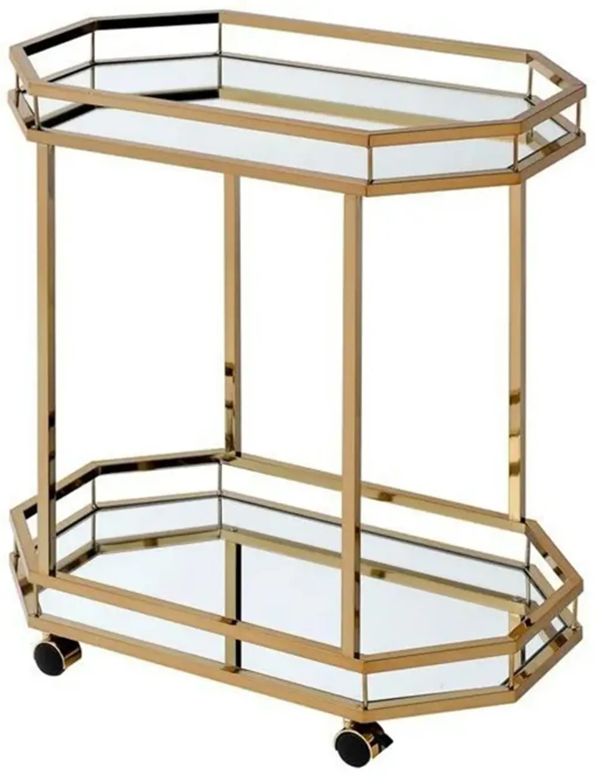 Metal Serving Cart, Mirror & gold-Benzara