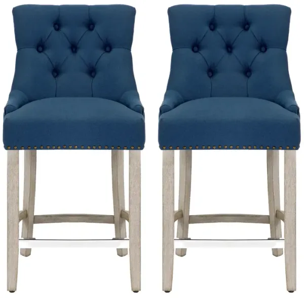 WestinTrends 24" Linen Fabric Tufted Upholstered Counter Stool (Set of 2)