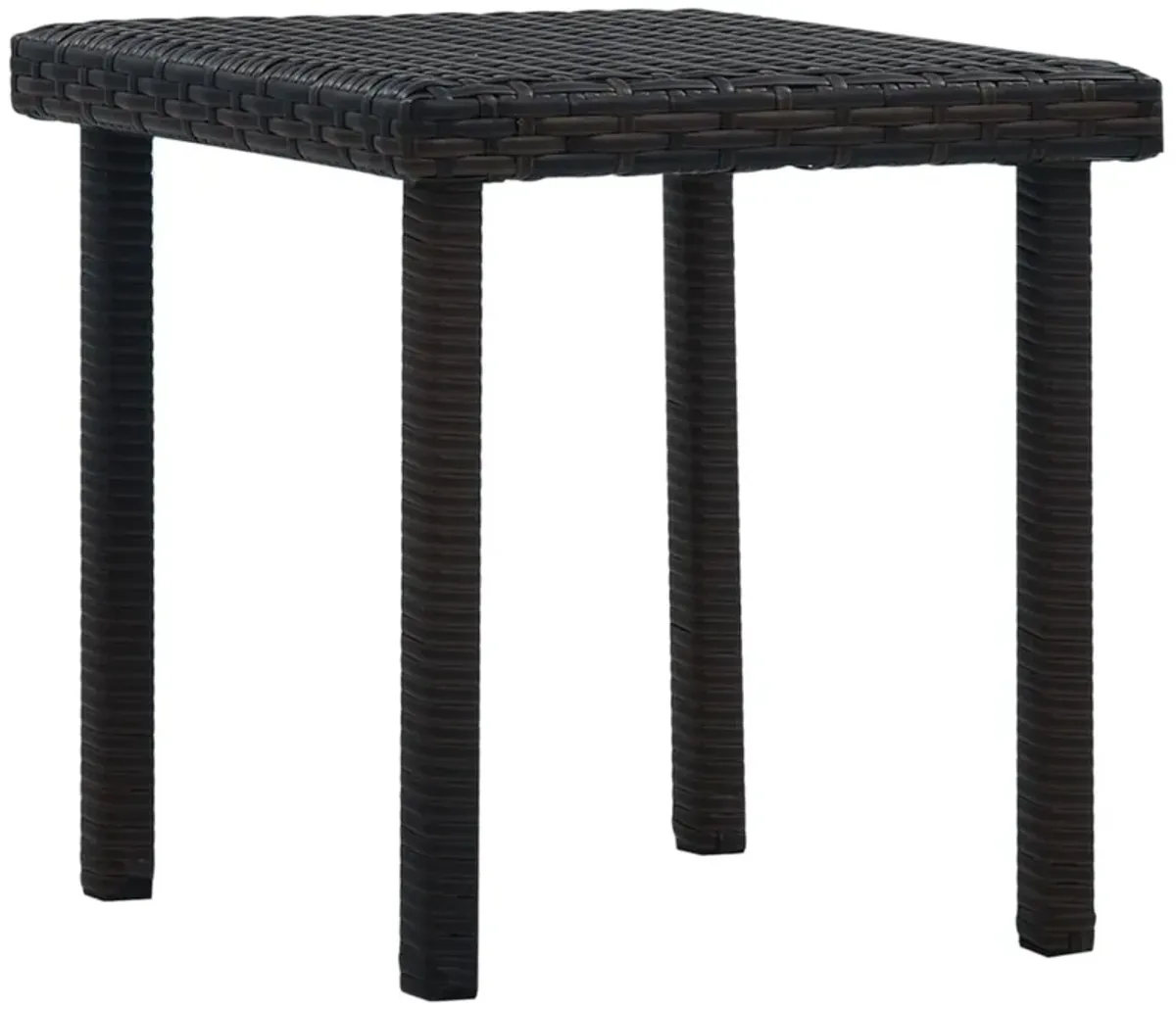 Outdoor Side End Table, 16 Inch Square Top, Woven Brown Poly Rattan - Benzara