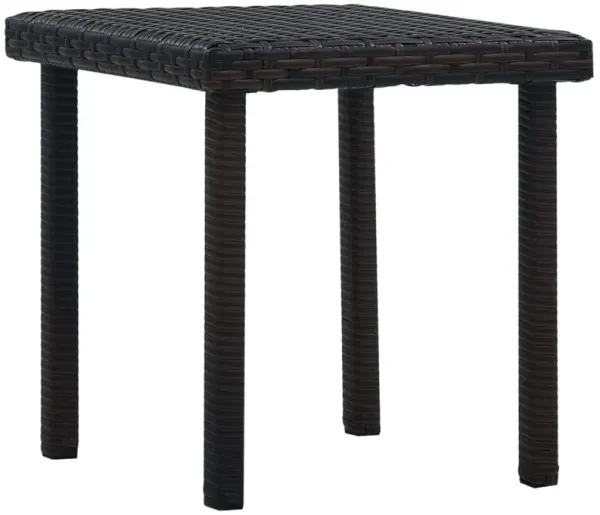 Outdoor Side End Table, 16 Inch Square Top, Woven Brown Poly Rattan - Benzara