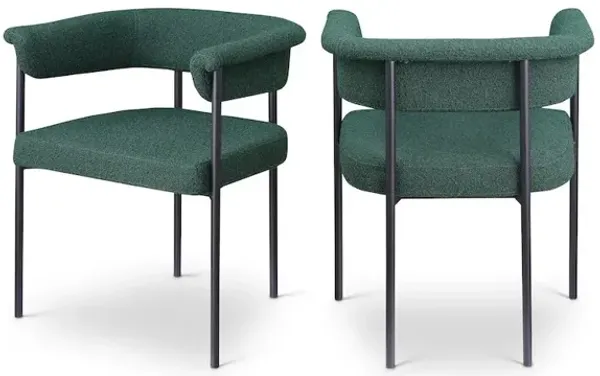 Meridian Furniture Malin Green Boucle Fabric Dining Chair, Set of 2