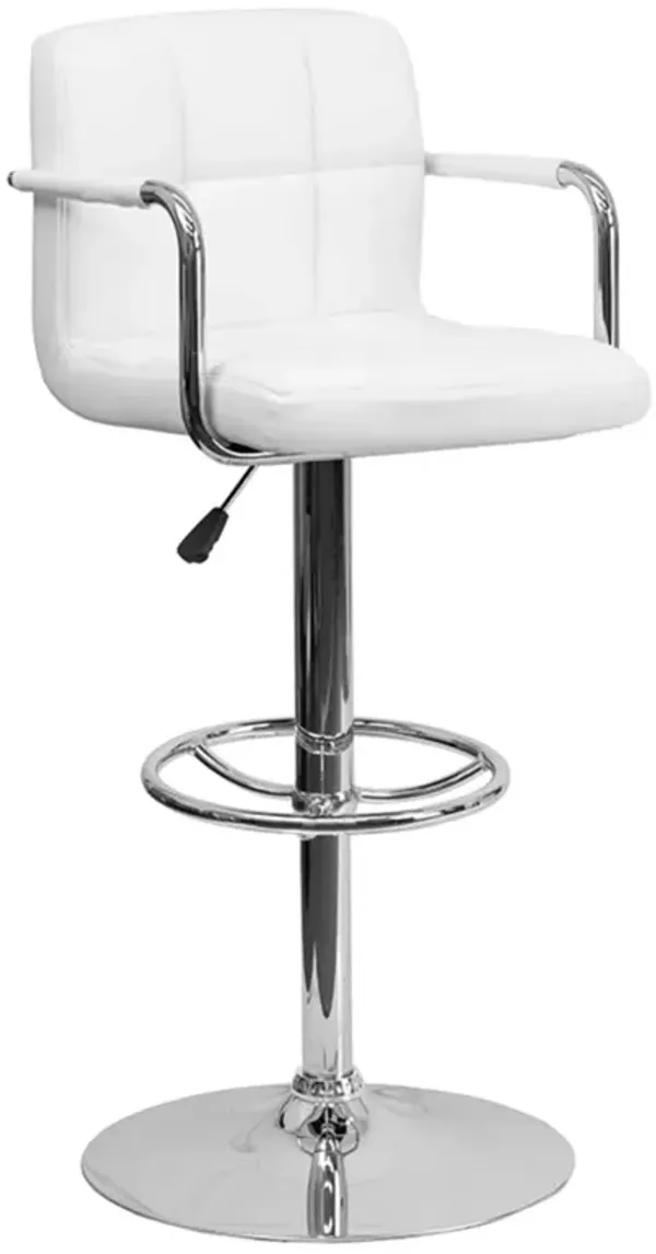 Flash Furniture Vinyl Adjustable Height Barstool, 1 Pack, White