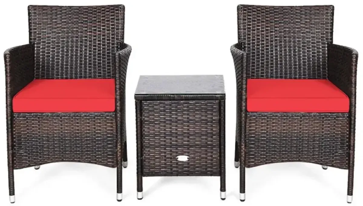 Hivvago 3 Pieces Ergonomic Wicker Patio Conversation Set