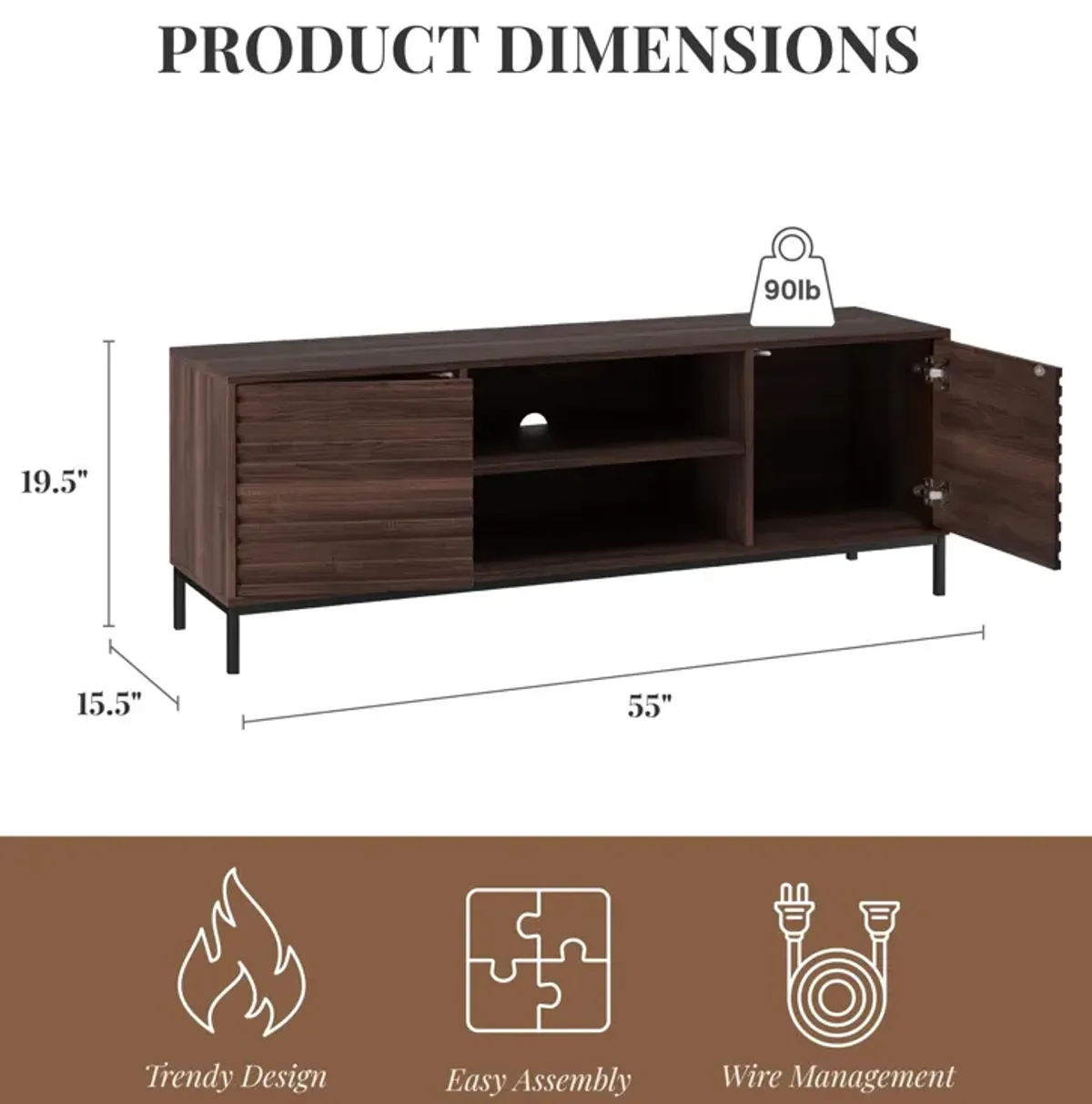 Jarrel 2 Door TV Stand for TV's up to 50"