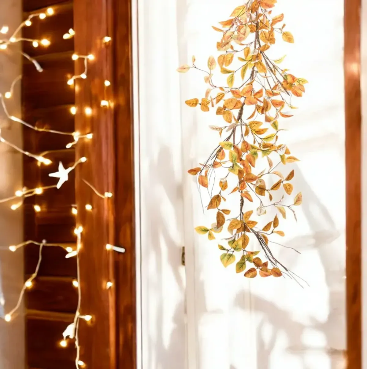 Mixed Fall Foliage Garland for Autumn and Seasonal Home Decor