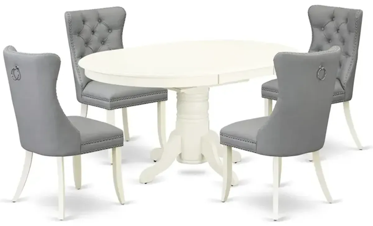 5 Piece Dining Set Contains an Oval Kitchen Table with Butterfly Leaf