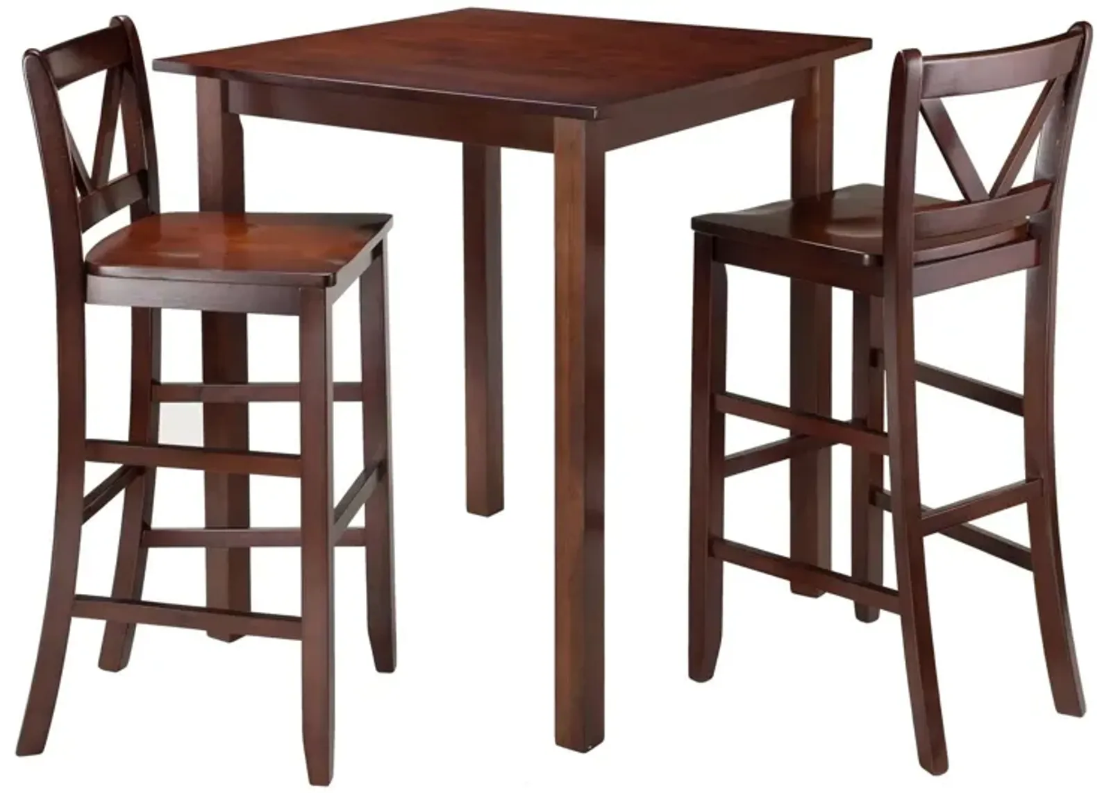 Parkland 3-Pc High Table with V-Back Bar Stools, Walnut