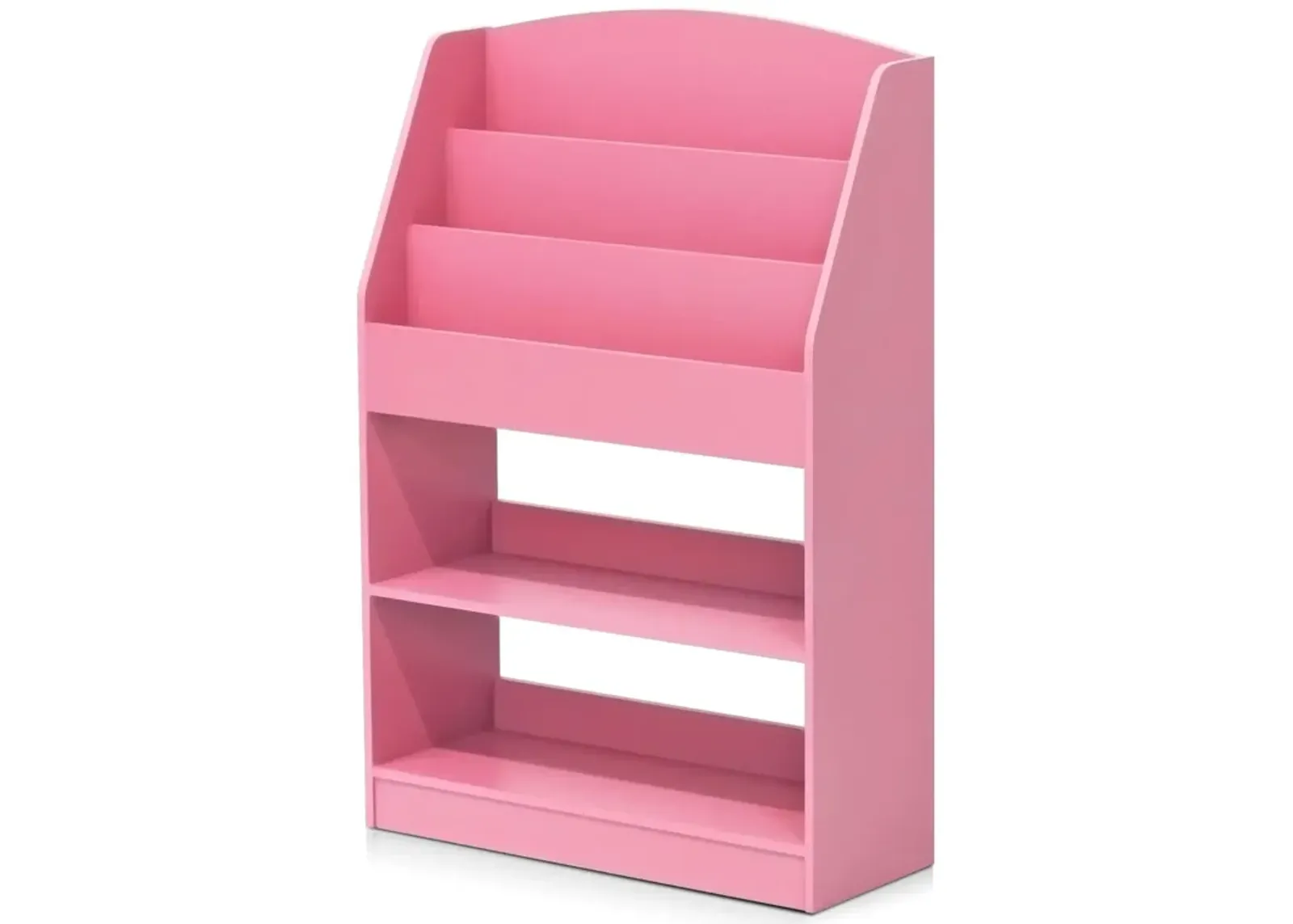 FURINNO Lova Magazine/Bookshelf with Storage, 9.45D x 24.57W x 35.5H in, Pink