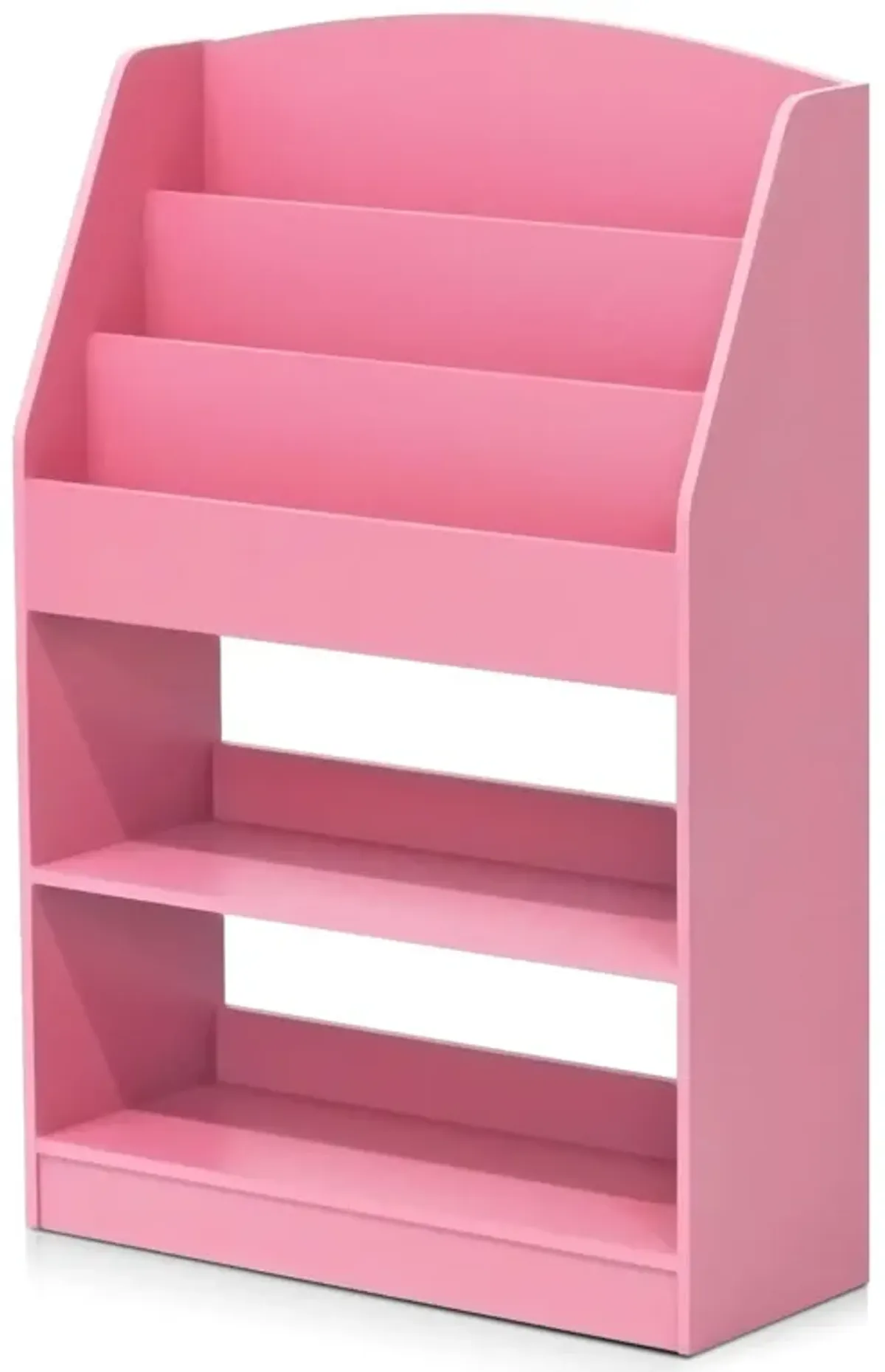 FURINNO Lova Magazine/Bookshelf with Storage, 9.45D x 24.57W x 35.5H in, Pink