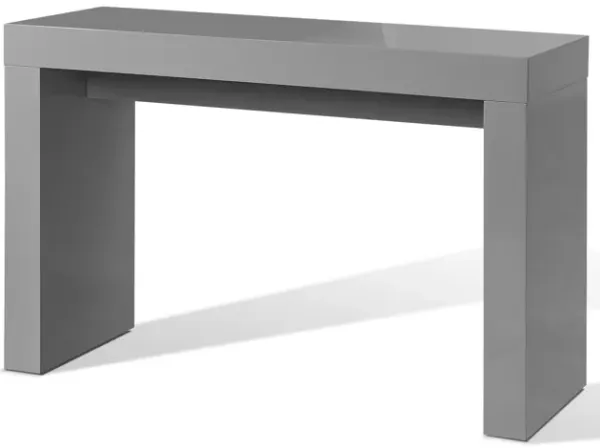 Libi 47 Inch Console Table, Minimalist Rectangular Top, Lacquered Gray