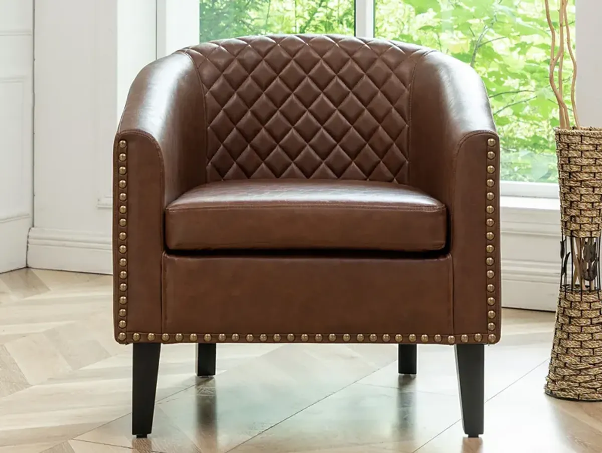 Logan Faux Leather Tufted Club Chair