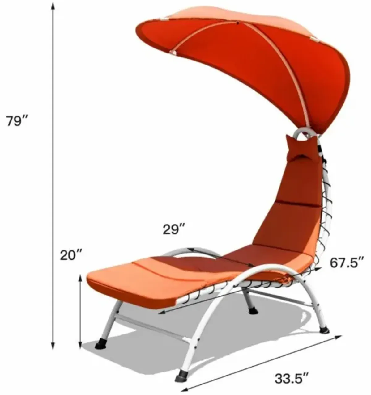 Hivvago Patio Hammock Chaise Lounger Chair with Canopy