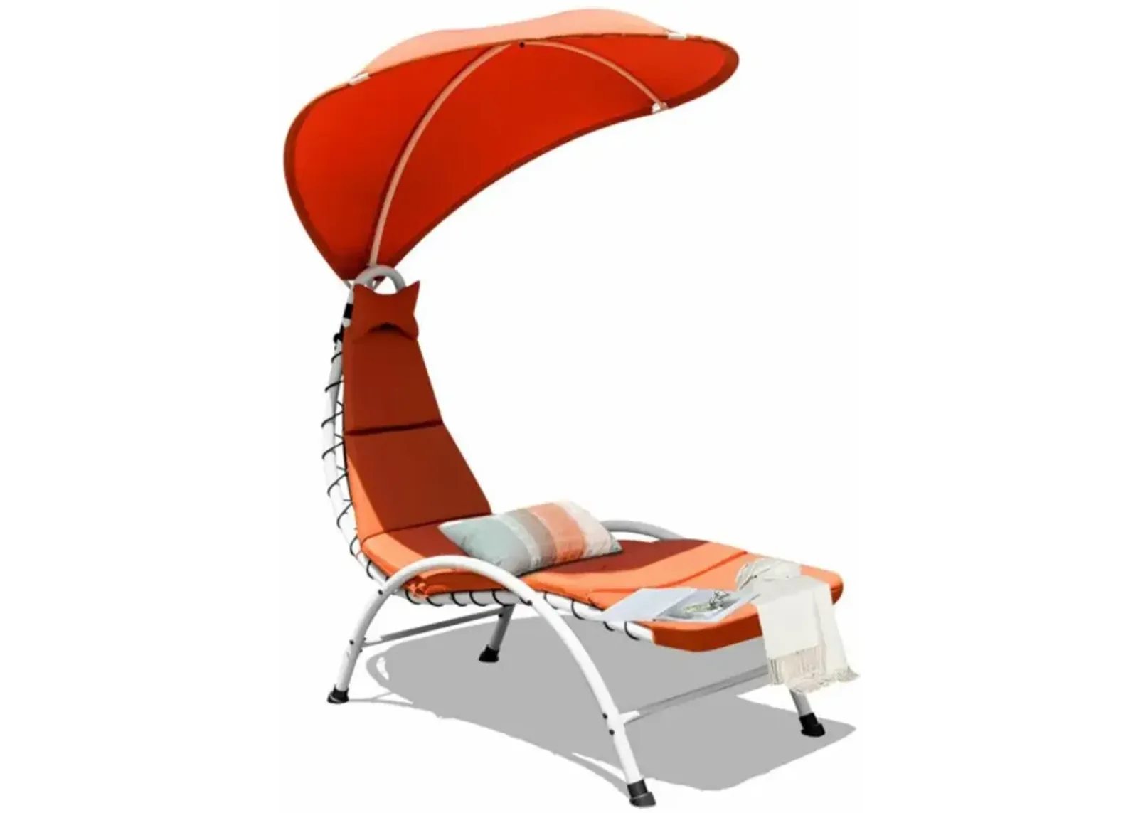 Hivvago Patio Hammock Chaise Lounger Chair with Canopy