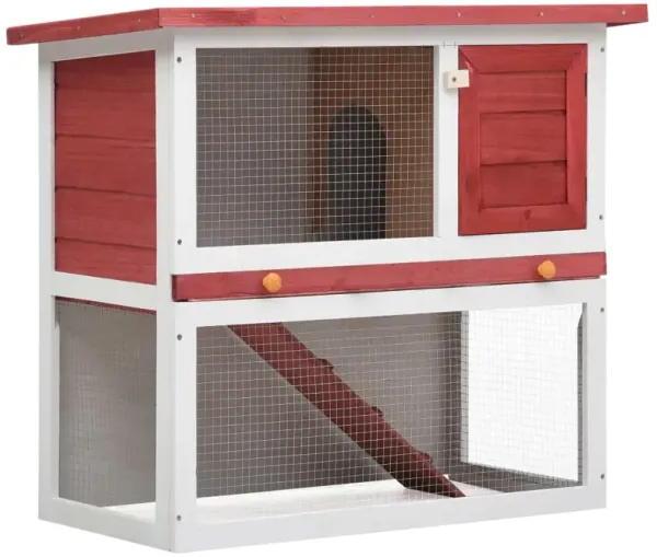 Outdoor Rabbit Hutch 1 Door Red Wood