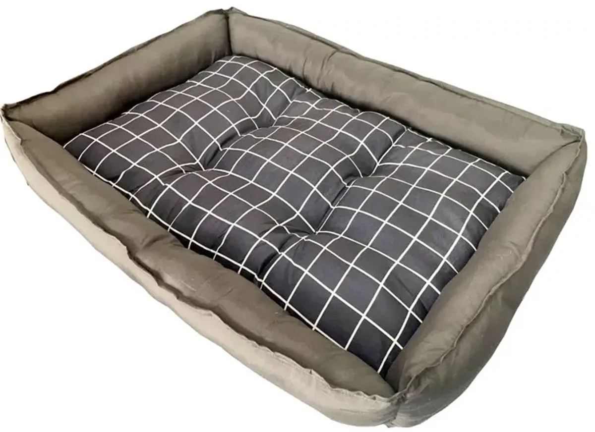 Grey Checker Dog Bed M