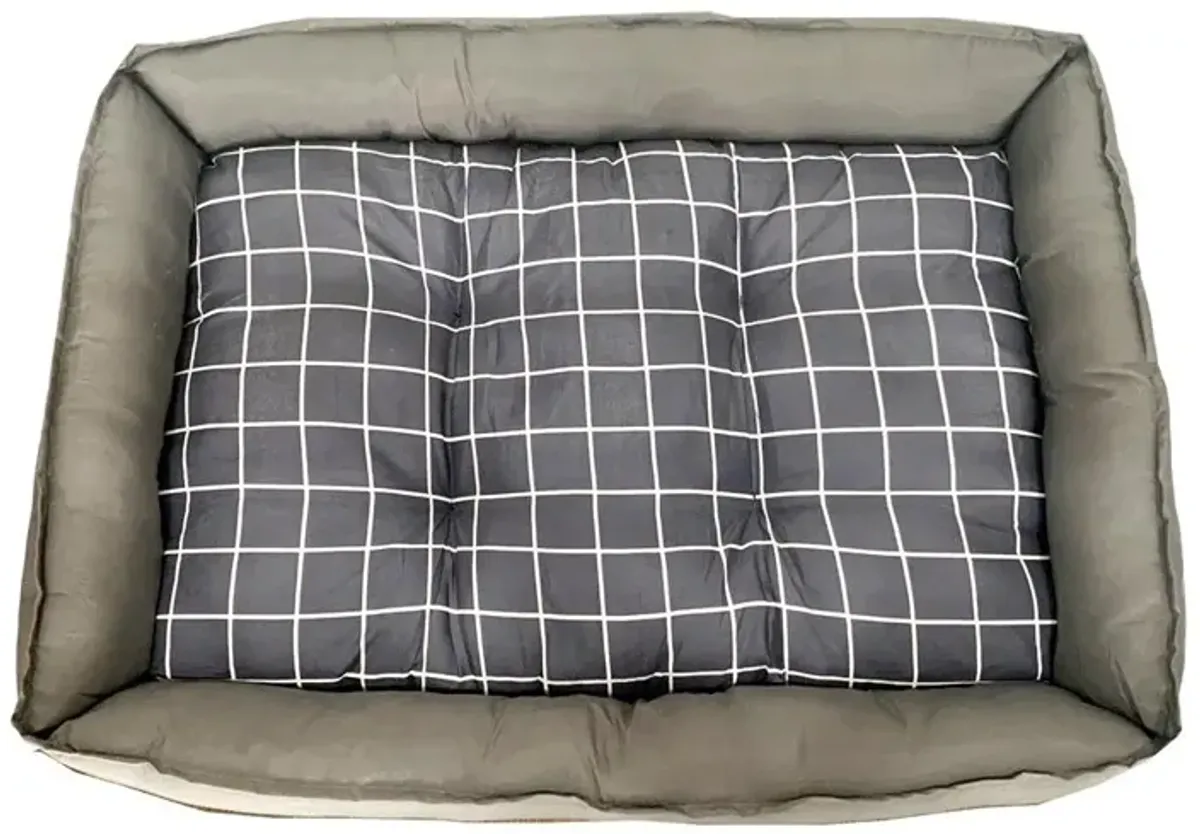 Grey Checker Dog Bed M