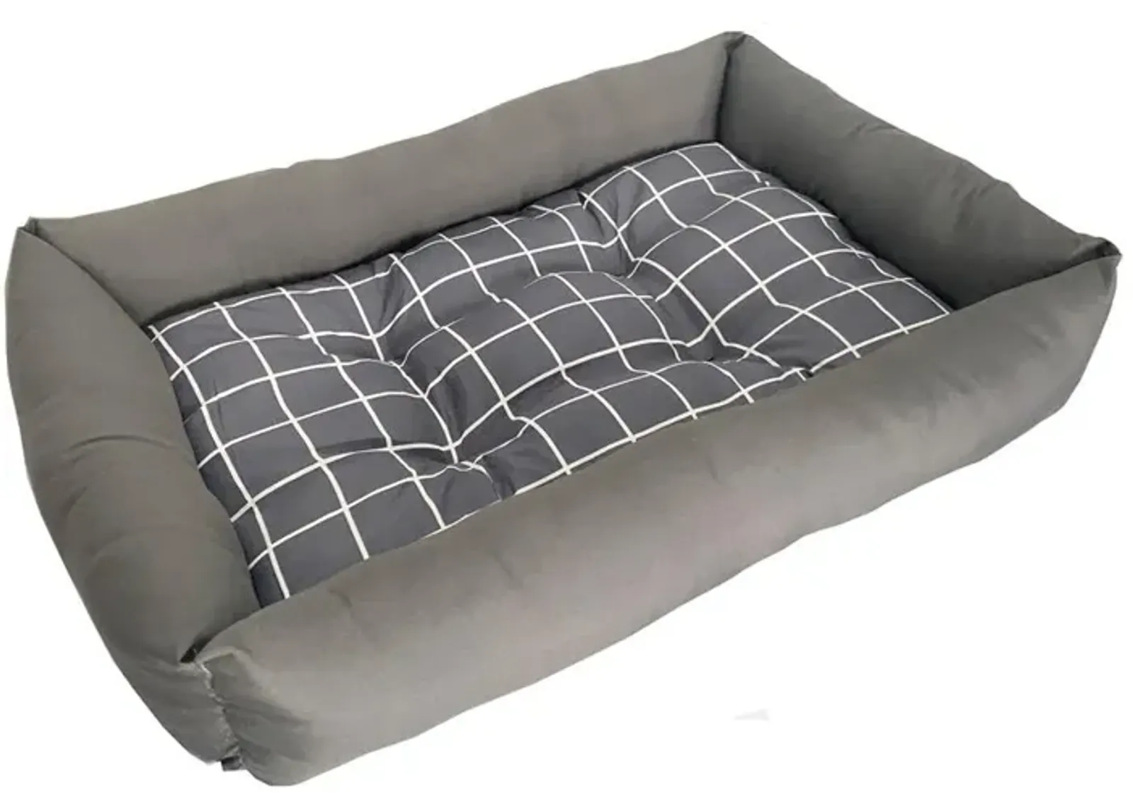 Grey Checker Dog Bed M