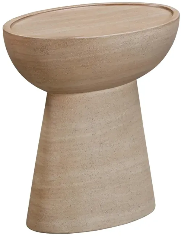 Eclipse Textured Faux Travertine Indoor / Outdoor Side Table