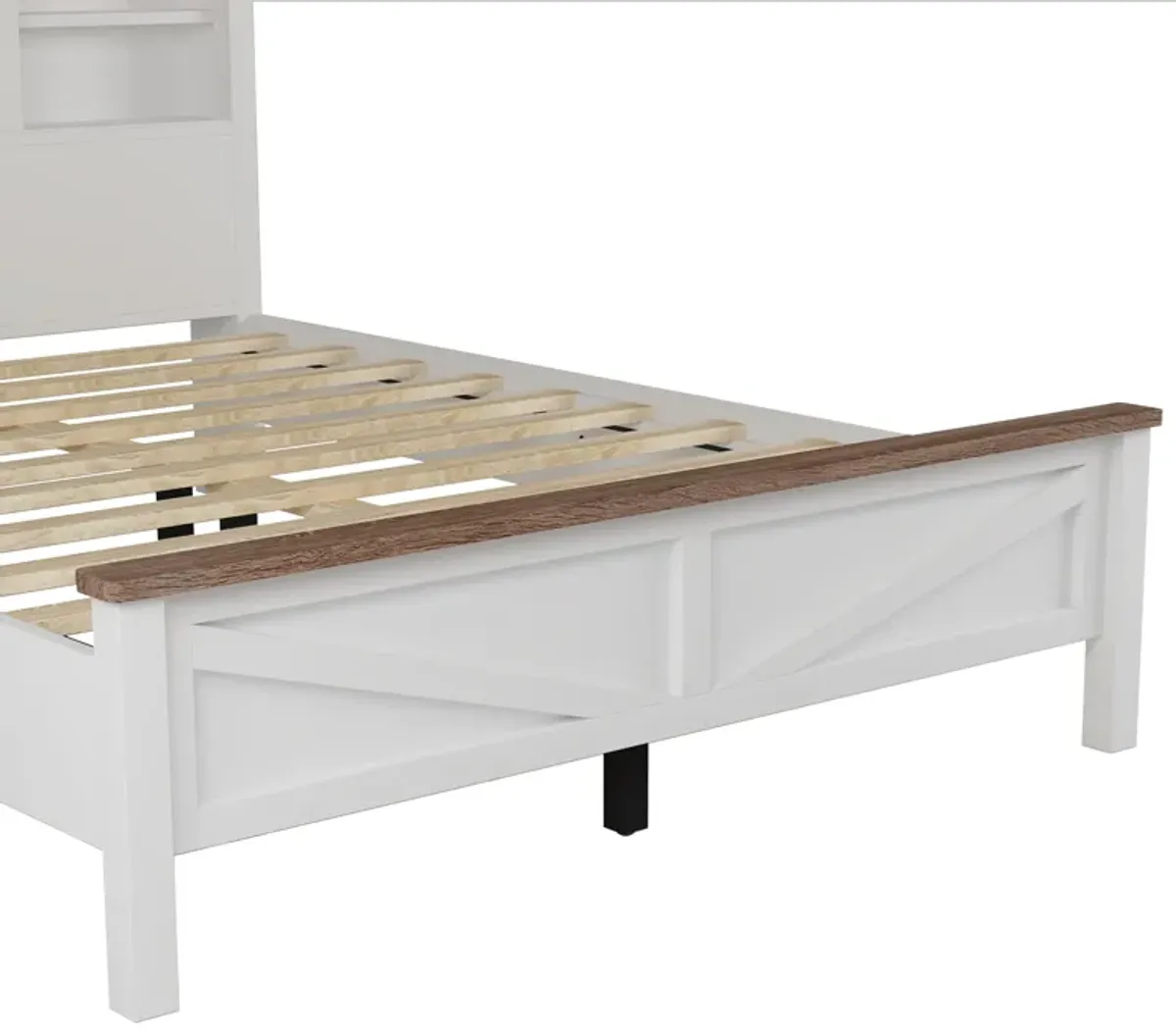 Merax Farmhouse Platform Bed with Charging Station