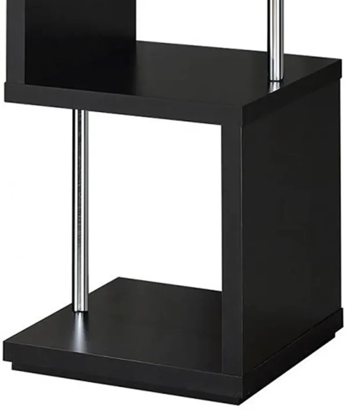 Well made Four Tier Wood And Metal Bookcase, Black-Benzara