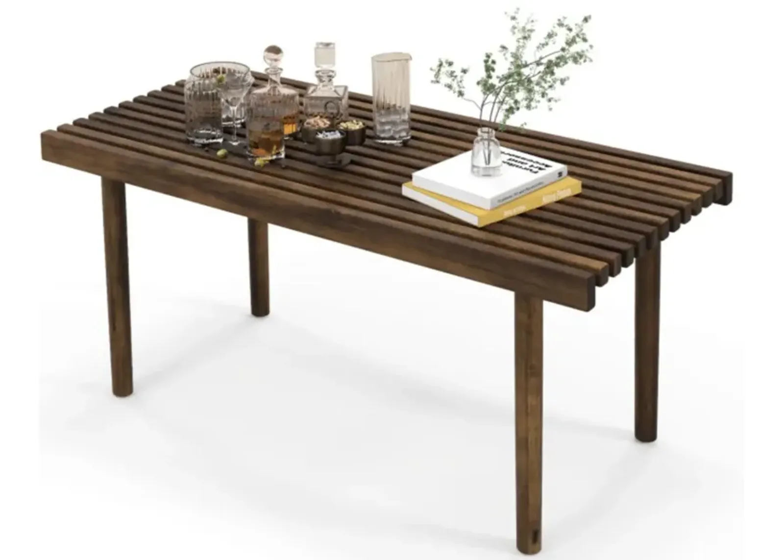 Hivvago 39 Inch Coffee Table with Slatted Tabletop for Living Room & Reception Room