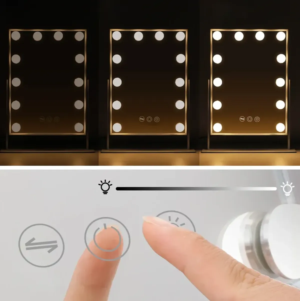 12''  × 16'' in Hollywood  Vanity Makeup Mirror With Lights 12 LED Bulbs