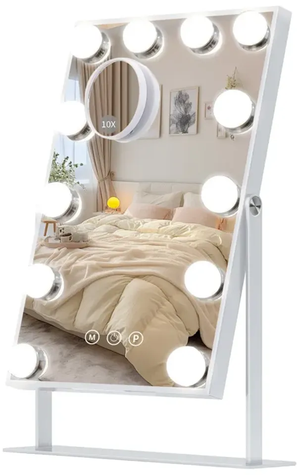 12''  × 16'' in Hollywood  Vanity Makeup Mirror With Lights 12 LED Bulbs