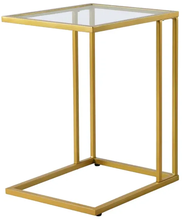 Hivvago 25" Gold And Clear Glass Square End Table
