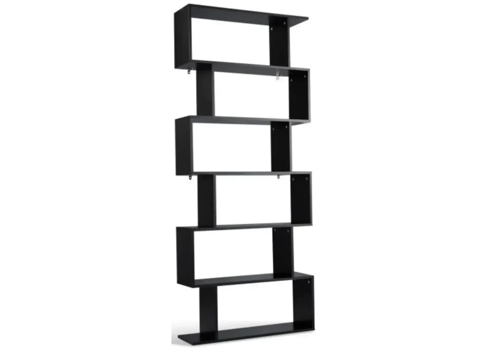 6-Tier S-Shaped Bookcase Z-Shelf Style Storage Bookshelf