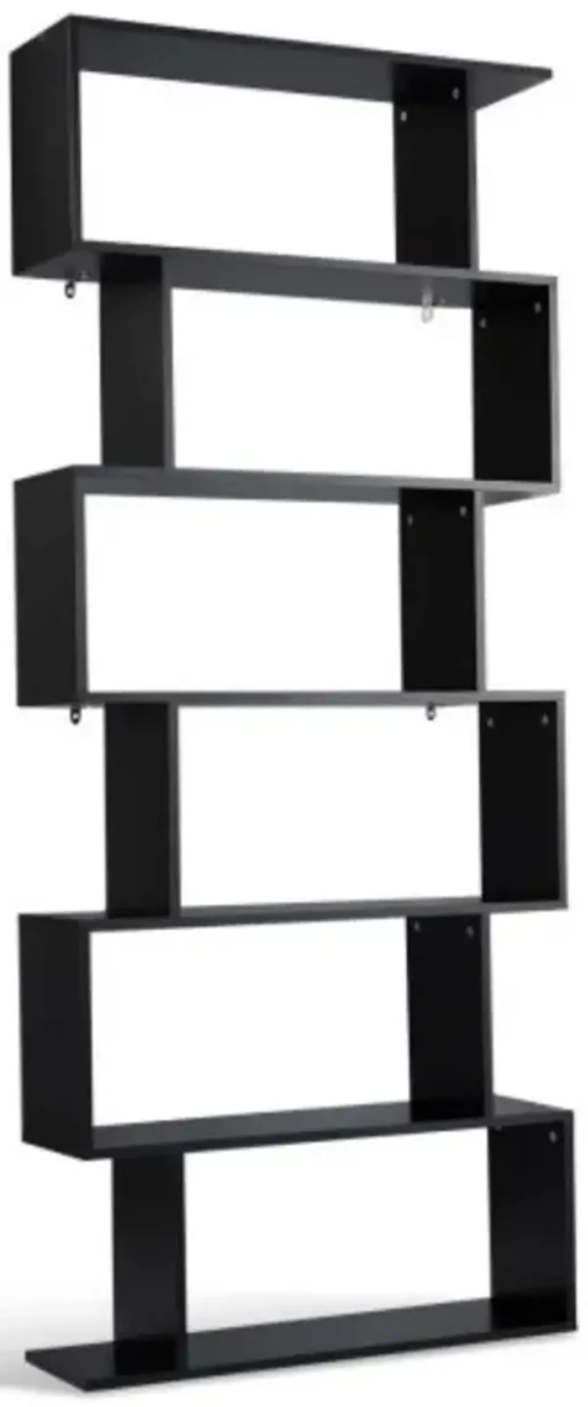 6-Tier S-Shaped Bookcase Z-Shelf Style Storage Bookshelf